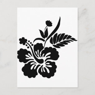 Svarta och vita hawaiiska blommor vykort