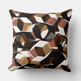 Svarta och vita hexagoner på brun bakgrund kudde