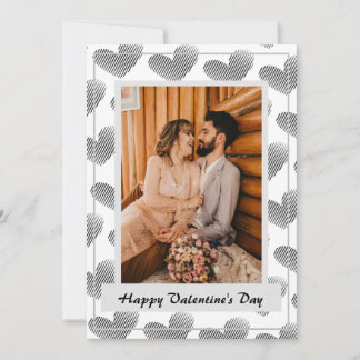 Svarta och vita hjärtan Mönster Glad Alla hjärtans Julkort