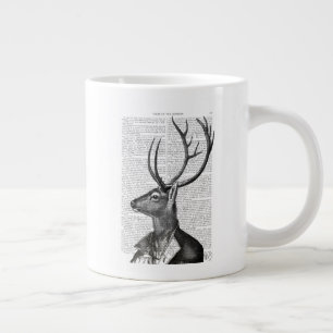 Svarta och vita Hjort Porträtt Jumbo Mugg