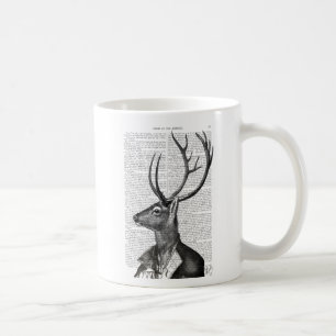 Svarta och vita Hjort Porträtt Kaffemugg
