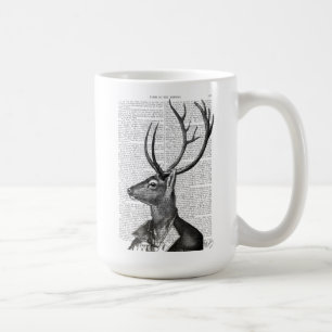 Svarta och vita Hjort Porträtt Kaffemugg