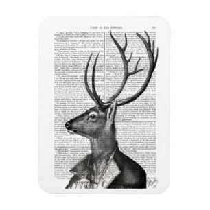 Svarta och vita Hjort Porträtt Magnet