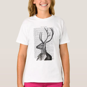 Svarta och vita Hjort Porträtt T Shirt