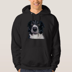 Svarta och vita Hund Ansikte Hoodie