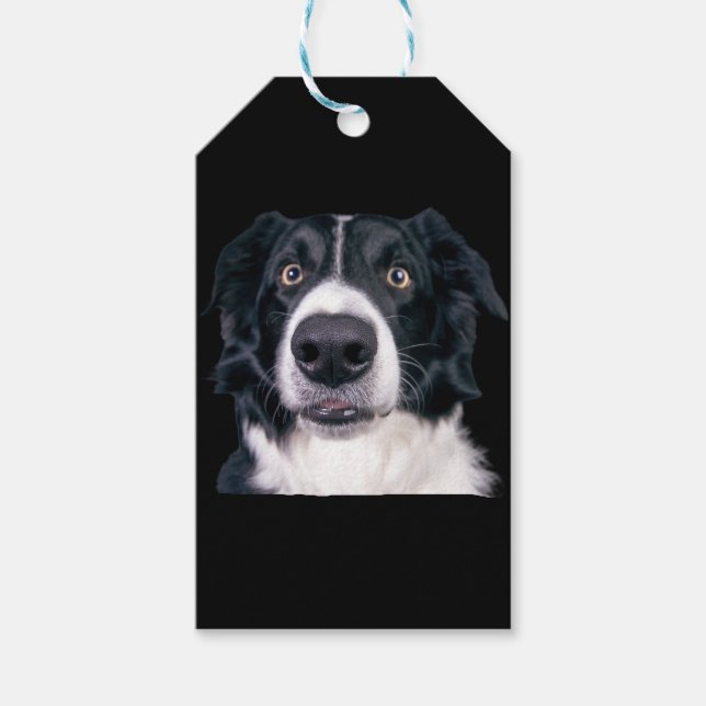 Svarta och vita Hund Ansikte Presentetikett (Framsidan)