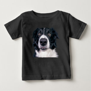 Svarta och vita Hund Ansikte T Shirt