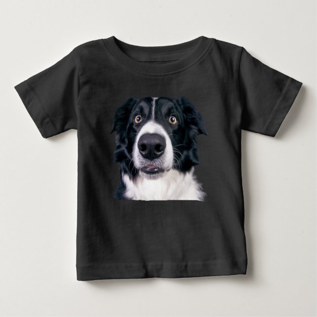 Svarta och vita Hund Ansikte T Shirt (Framsida)