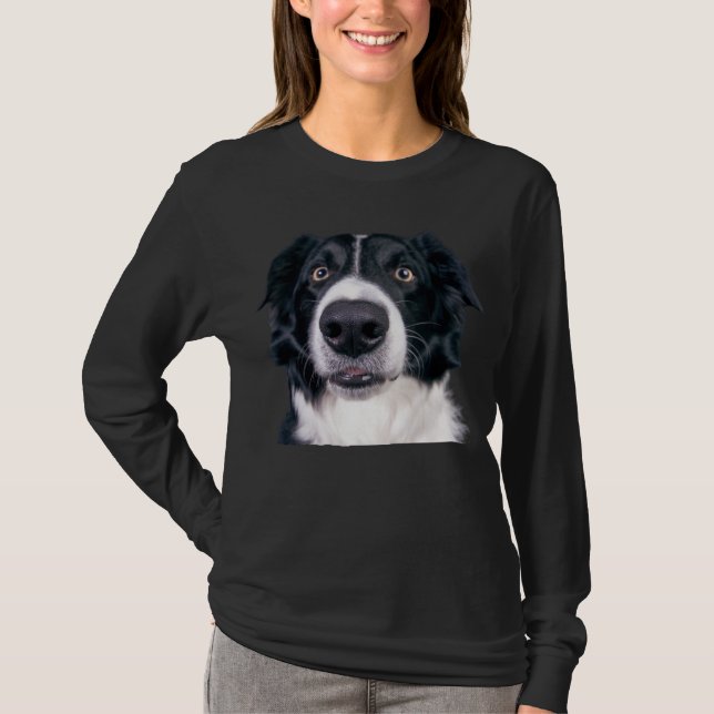 Svarta och vita Hund Ansikte T Shirt (Framsida)