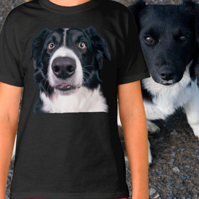 Svarta och vita Hund Ansikte T Shirt (Skapare uppladdad)