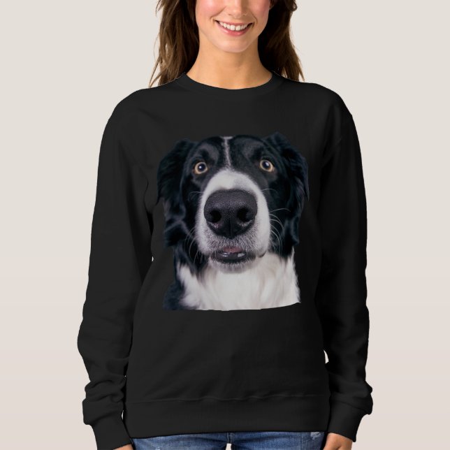 Svarta och vita Hund Ansikte T Shirt (Framsida)
