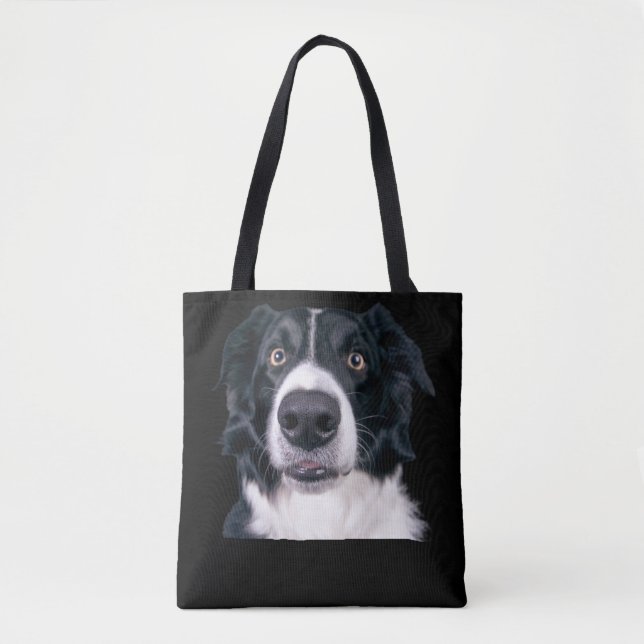 Svarta och vita Hund Ansikte Tygkasse (Framsida)