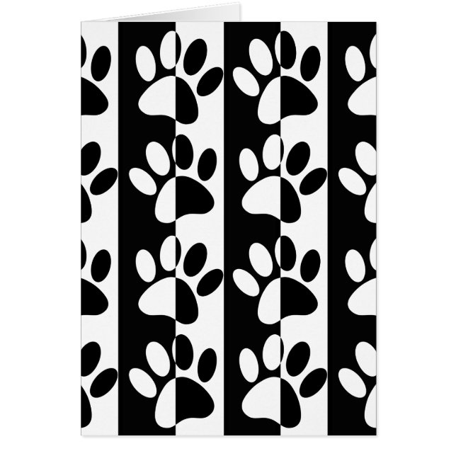 Svarta och vita Hund Tass och Rand Hälsningskort (Framsidan)