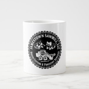 Svarta och vita Jamestown Sawmill-Logotypen på Jumbo Mugg