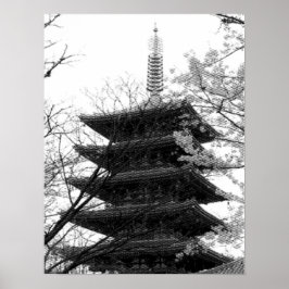 Svarta och vita japanska torn poster