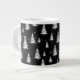 Svarta och vita Julgran Jumbo Mugg