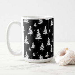Svarta och vita Julgran Kaffemugg