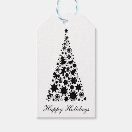 Svarta och vita Julgran Presentetikett