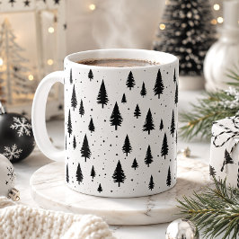Svarta och vita julgranar kaffemugg
