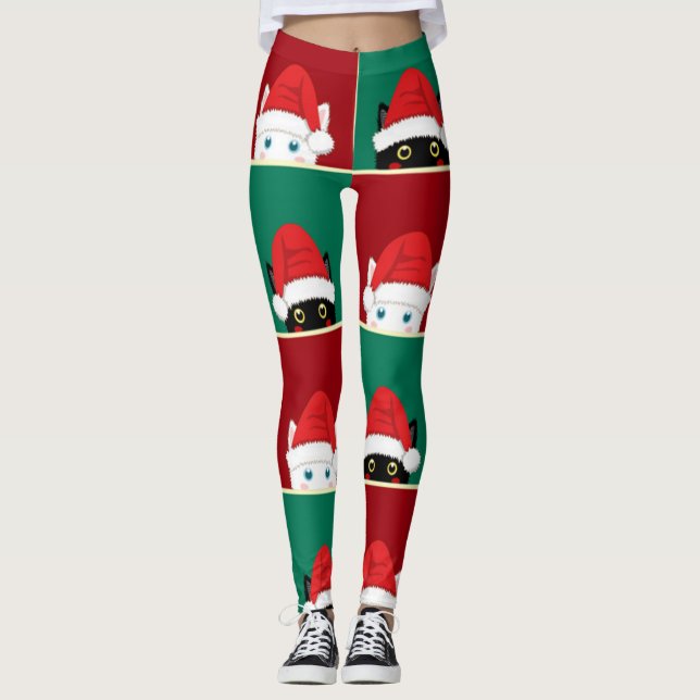 Svarta och vita julklappar leggings (Framsida)