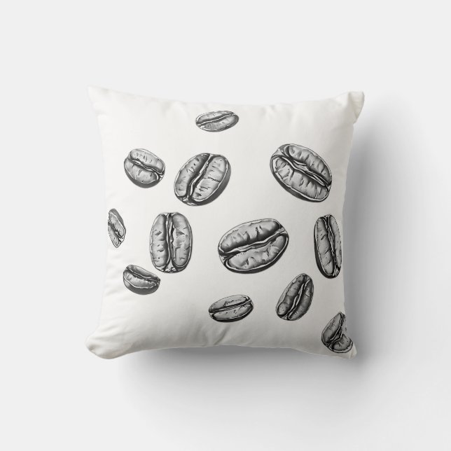 Svarta och vita kaffebönor kudde (Framsida)