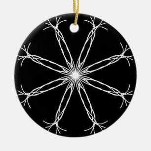 Svarta och vita Kaleidoscope Star Julgransprydnad Keramik