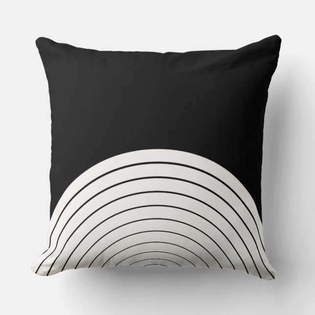 Svarta och vita kapslade Geometric Black Circles Kudde (Framsida)