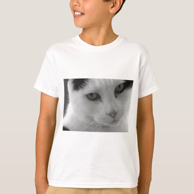 Svarta och vita katter ansikte tee shirt (Framsida)