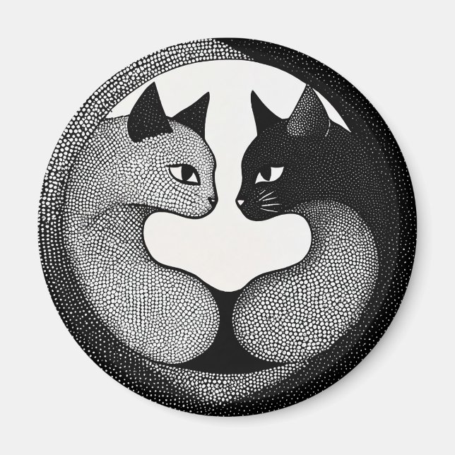 Svarta och vita katter magnet (Framsidan)