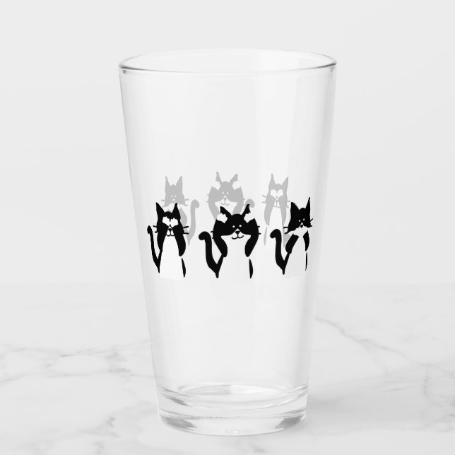 Svarta och vita katter | Tre Wise Kattunge Glaskopp (Framsida)