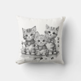 Svarta och vita kattungar kudde