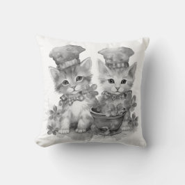 Svarta och vita kattungar kudde