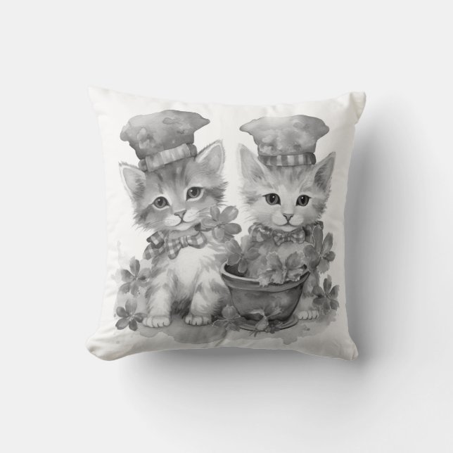 Svarta och vita kattungar kudde (Framsida)