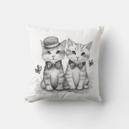 Svarta och vita kattungar prickig rosett kudde