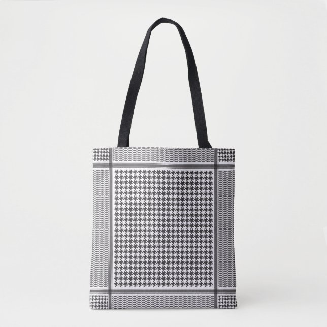 Svarta och vita Keffiyeh Tygkasse (Framsida)