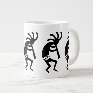 Svarta och vita Kokopelli, sydväst Jumbo Mugg