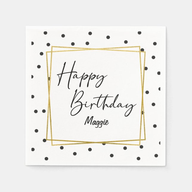 Svarta och vita konfetti-prickar pappersservett (Framsidan)