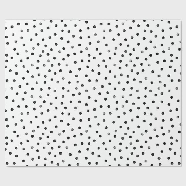 Svarta och vita konfetti-punkter presentpapper (Platt)