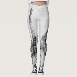 Svarta och vita konstnärliga målningar. leggings