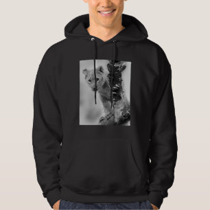 Svarta och vita Lejona Unge Hoodie