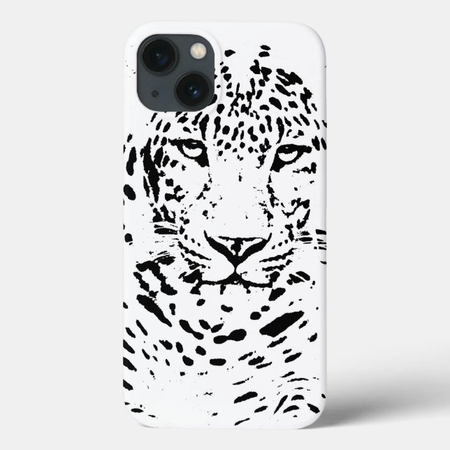 Svarta och vita leopard Fodral-Mate iphone case (Baksida)