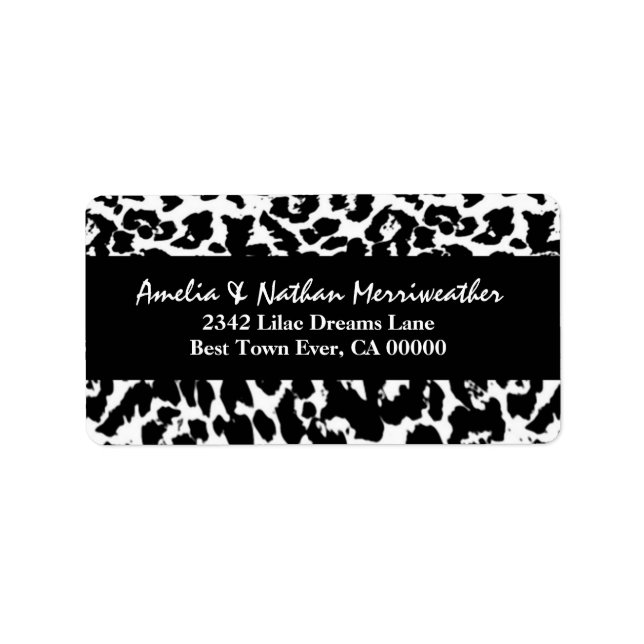 Svarta och vita leopard V001 Adressetikett (Framsidan)