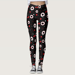 Svarta och vita linjer och prickig abstrakt leggings