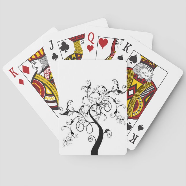 Svarta och vita Livets träd Spel Kort (Baksidan)