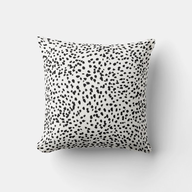 Svarta och vita målade dalmatikfläckar kudde (Framsida)