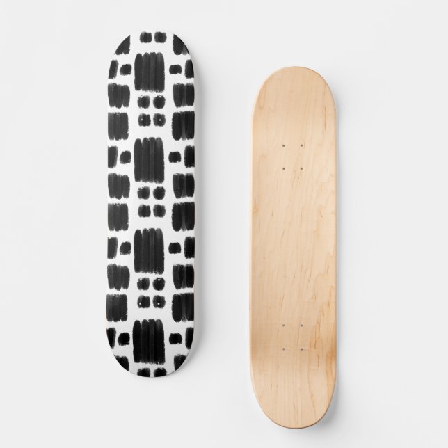 Svarta och vita målade former mini skateboard bräda 18,5 cm (Framsida)
