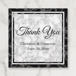 Svarta och vita Marble Bröllop Tack Gåvor Etiketter