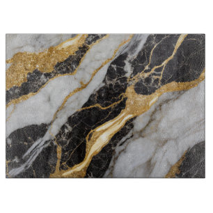 Svarta och vita Marble Mönster med Guld
