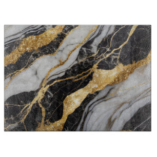 Svarta och vita Marble Mönster med Guld