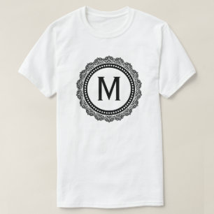 Svarta och vita medallion Anpassningsbar initialt T Shirt